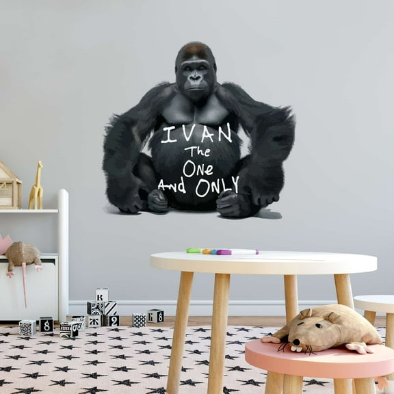 Children The One Only Ivan Adorable Cartoon Wall Decal Decoration Silverback Gorila Ivan Kids Family Movie Character Lasts Years and Easily Removable - Size: 10 In(W) x 8 In(H)
