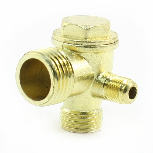 Válvula de retención roscada para accesorios de compresor de aire de 3 vías Copper Tone