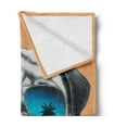 thumbnail image 2 of Pug Soft Flannel Fleece Throw Blanket, Dog Reflecting Aviators Palm Trees Tropical Environment Cool Pet Animal, Cozy Plush for Indoor and Outdoor Use, 50" x 70", Black Orange Blue, by Ambesonne, 2 of 5