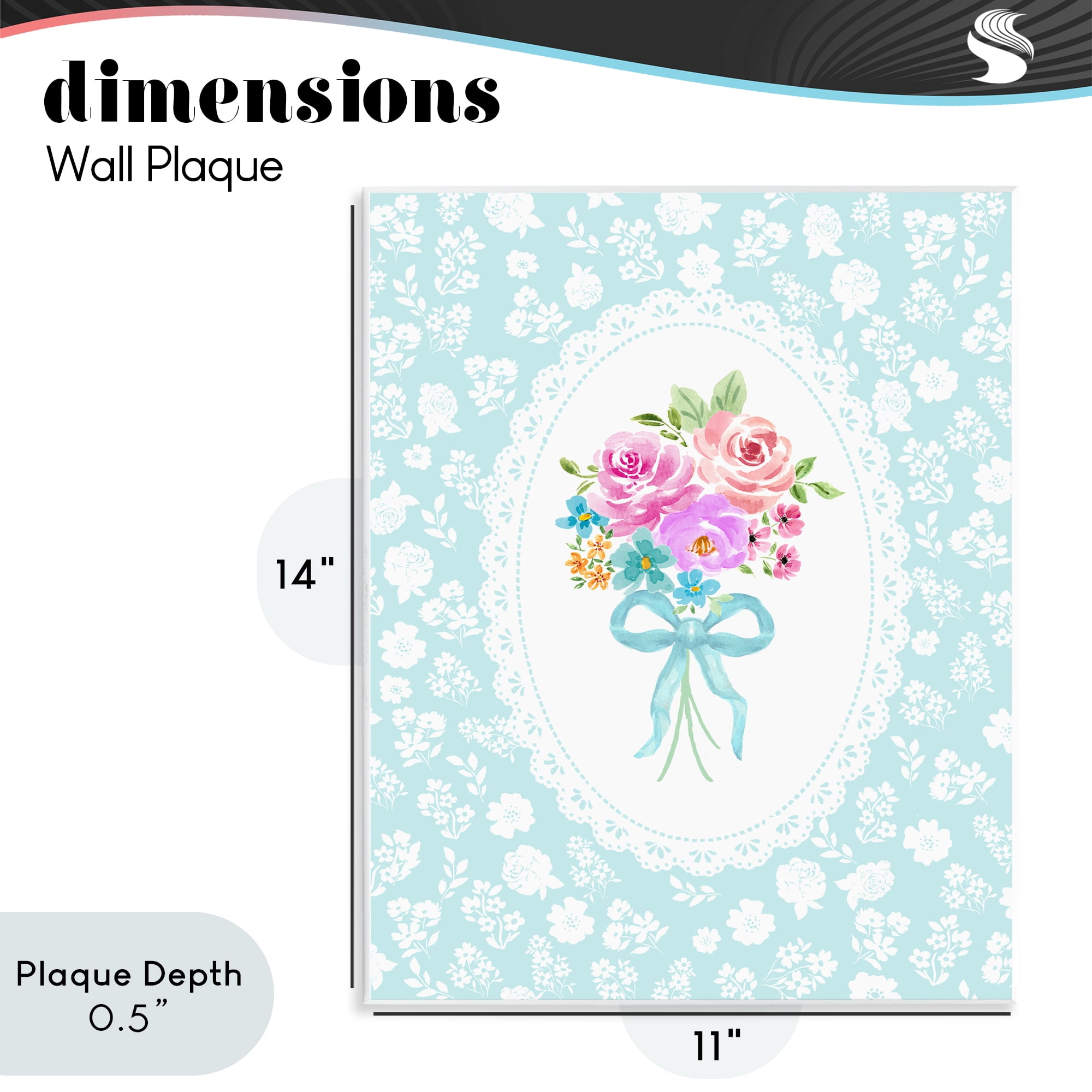 Stupell Industries Aqua Feminine Bouquet Wall Plaque Art, design by Corinne Haig