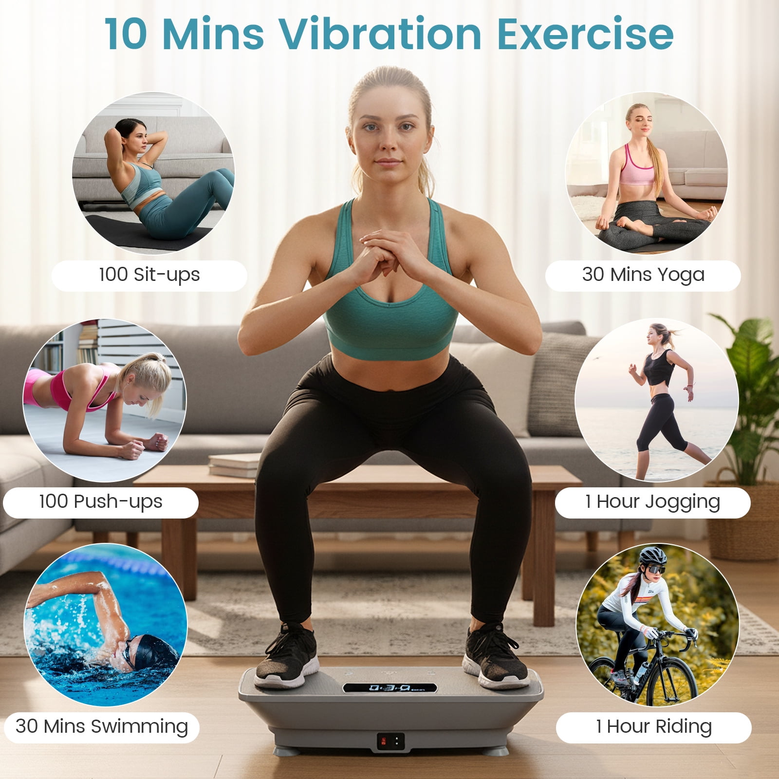Gymax Vibration Plate Exercise Machine w/ Gravity Sensor Remote Control Bluetooth Grey