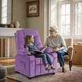 thumbnail image 5 of MCombo Big Kids Recliner Chair with Cup Holders, 3+ Age Group, Velvet Fabric 7355, 5 of 10