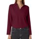 thumbnail image 1 of MHFRRA Camiseta de Manga Larga con Cuello En V y Solapa para Mujer, Color Liso, Talla 5 Vino, 1 of 3