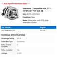 thumbnail image 2 of Alternator - Compatible with 2011 - 2014 Ford F-150 5.0L V8 2012 2013, 2 of 2