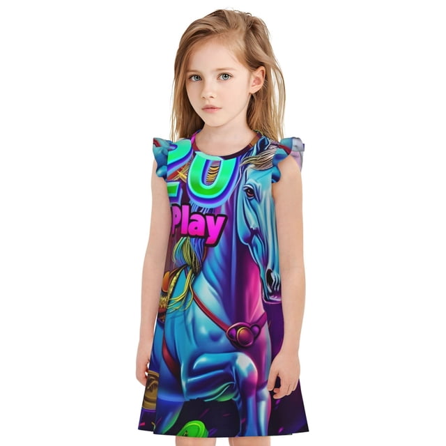 Balery Neon Free Play Camisón de princesa para niñas, pijama de algodón con mangas abullonadas, suave y bonito.-XX-Large