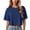 Navy, variant on Womens Crop Tops Crewneck Short Sleeve Solid Color Loose Fit Casual Lightweight Basic Summer Tee Tops