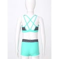 thumbnail image 3 of MSemis Kids Girls Printed Swim Outfits Cropped Tops with Shorts Bathing Suit Mint Green 8, 3 of 5
