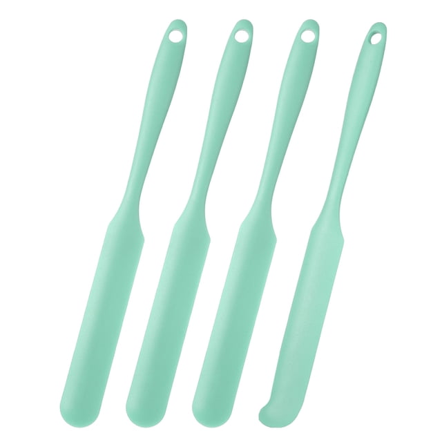 4Pcs Espátula de Silicona para Tarros, Espátula Resistente al Calor para Mermeladas, Herramientas para Tarros, Botellas, Cocina, Hornear y Mezclar (Verde Claro)
