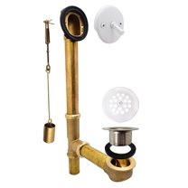 Westbrass 14" Brass Bathtub Assembly with Trip Lever and Strainer Drain, Powder Coat White