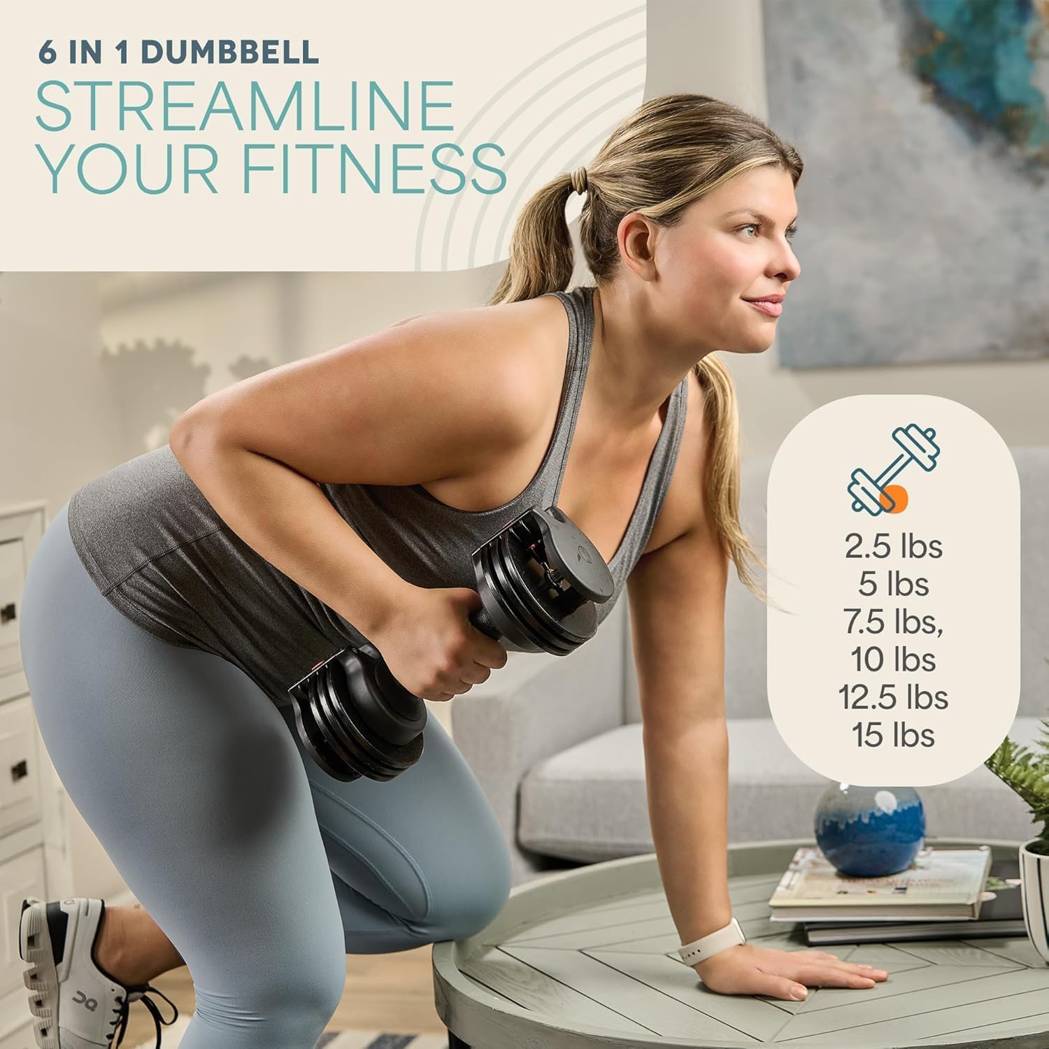 Lifepro Adjustable Dumbbell Set 15lb with Rack photo 5
