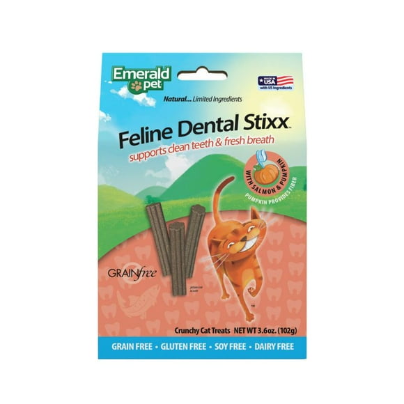 Premios Dental Stixx para Gato Adulto Sabor Pollo y Calabaza Emerald Pet 102 GR