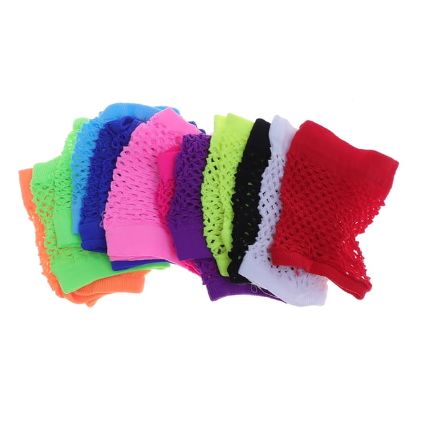 12 pares de guantes sin dedos, guantes cortos de malla, guantes de baile callejero, guantes de rejilla para disfraz de baile, guantes de fiesta (colores surtidos)