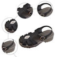thumbnail image 5 of Rokment Women's Platform Closed Toe Gladiator Sandals Glitter Rhinestones Comfortable Leather Orthopedic Chunky Wedge Walking Dress Sandals with Arch Support for Woman Black Size 6, 5 of 7