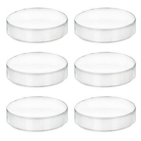 6PK Polypropylene Petri Dishes with Lids - 95mm (3.75") Dish Diameter, 100mm (4") Lid Diameter, 13mm (0.5") Depth - Reusable Plastic Petri Dishes - Eisco Labs