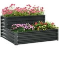 thumbnail image 1 of Outsunny 2 Tier Raised Garden Bed Galvanized Steel Planter Box, Dark Grey, 1 of 10