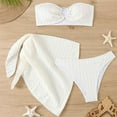 thumbnail image 4 of $15 & Under UTSJKR Women's Strapless Bandeau Bikini Sets with Coverup Wrap Sarong Cheeky Swimsuits Beach Sexy 3 Piece Bathing Suits White S, 4 of 9