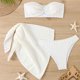 thumbnail image 4 of Traje de baño para mujer, bikini de color liso con falda de gasa de tubo dividido, traje de baño dividido de tres piezas, trajes de baño para mujer, 4 of 9