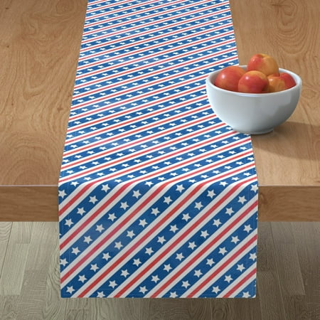 

Cotton Sateen Table Runner 108 - Stars Stripes American Flag Old Star July 4Th Independence Print Custom Table Linens by Spoonflower