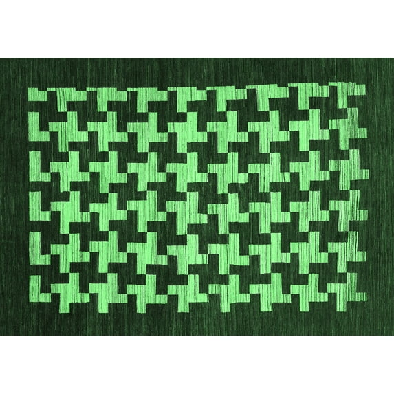 Ahgly Company Indoor Rectangle Abstract Emerald Green Modern Area Rugs, 7' x 9'