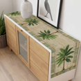 thumbnail image 3 of Summer Palm Tree Cotton Linen Rectangle Table Runners 13"x72", Vintage Green Brown Tropical Botanical Coffee Table Runner Dresser Scarves Luxury Table Runners for Wedding Party Banquet Dinner Decor, 3 of 8