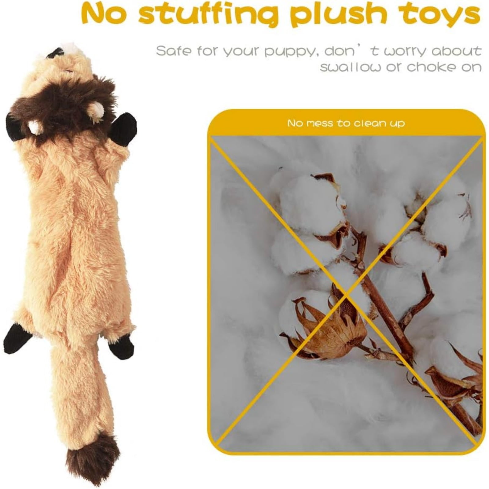 Dog Squeak Toys No Stuffing, Durable Plush Chew Toys for Small Medium Large Breed Puppy, Interactive Squeaky Teething Fetch Toys as Gift