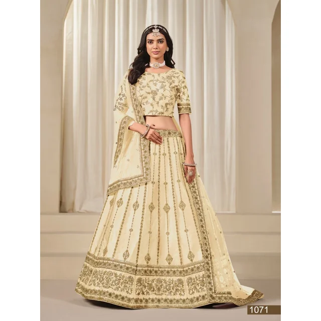 Custom Made White New Launching Indian Pakistani Bollywood Lehenga Choli With Dupatta