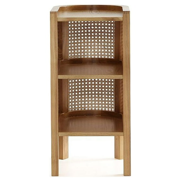 Manhattan Comfort Versailles 2-Shelf Wood Rattan End Table in Natural