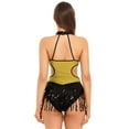 thumbnail image 2 of Alvivi Women's Shiny Sequins Tassel Latin Jazz Dance Leotard Bodysuit Lyrical Dance Costume Gold L, 2 of 7