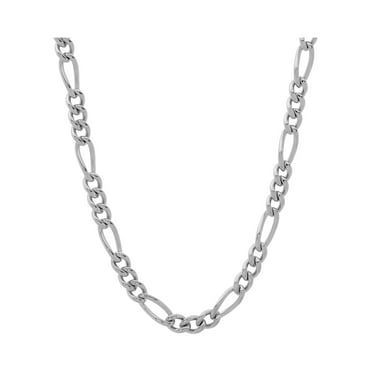 Mens Silver-Tone Stainless Steel Figaro Link Chain Necklace