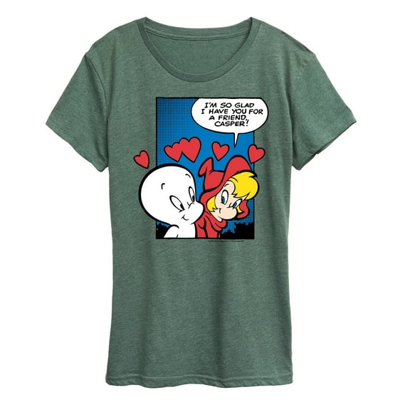 Casper the Friendly Ghost - Casper Wendy Comic Panel - Women's Short Sleeve Graphic T-Shirt