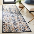 thumbnail image 3 of SAFAVIEH Chelsea Odetta Floral Wool Area Rug, Ivory/Navy, 5'6" x 5'6" Round, 3 of 6