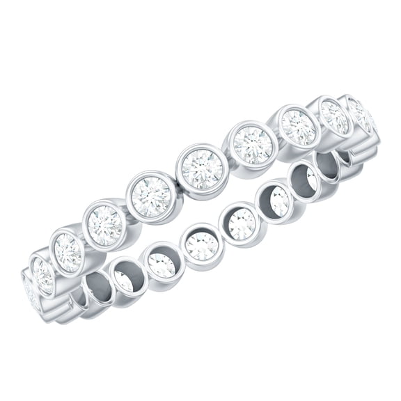 Rosec Jewels Natural Diamond Full Eternity Ring in Bezel Setting - HI-SI Quality, 925 Sterling Silver, US 4.00