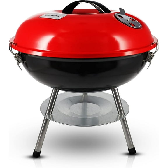 14 Inch Portable Grill with Three-Point Locking Lid, Keeps Heat - Dual Ventilation System - Small Charcoal Grill for Backyard, Camping, Boat