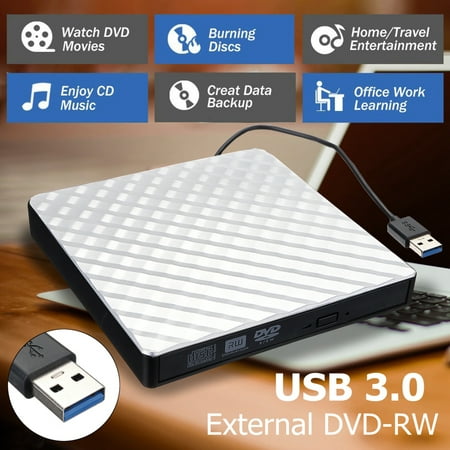 USB 3.0 External DVD CD Drive, Slim Portable External DVD/CD RW Burner Drive for , Notebook, Desktop, Mac Macbook Pro, Macbook Air and (Best External Monitor For Macbook Pro)