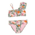 thumbnail image 2 of Elainilye Toddler Girls Kids Swimsuit Tropical Flower Print Beach Siamese Split Sling Suit Sizes 7T-14T, 2 of 9