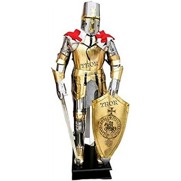 THOR INSTRUMENTS Medieval Wearable Knight Crusader Full Suit Of Armor Collectible Brass Design Rustic Vintage Home Decor Gifts
