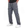 thumbnail image 3 of Nestiefly Mens Cargo Pants Relaxed Fit Chino Elastic Waist Multi Pocket Hiking Work Trousers Gray 4XL, 3 of 7