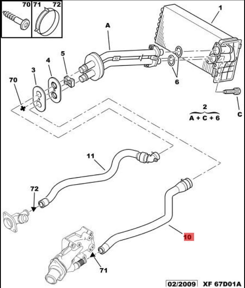 6466F7 6466F4 Tube Heater Water Hose Pipe For Peugeot 307 308 408 1.6