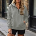 thumbnail image 6 of yardsong Quarter Zip Up Sweatshirt Women Fleece Pullover Oversized Half Zip Tops with Collar Long Sleeve Pocket Sweatshirts 2026 Gray,S, 6 of 8