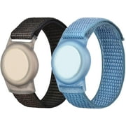 2 Pack Airtag Wristband, Adjustable Nylon Strap with Durable Silicone Anti-Lost Anti-Scratch Apple Airtag Protective