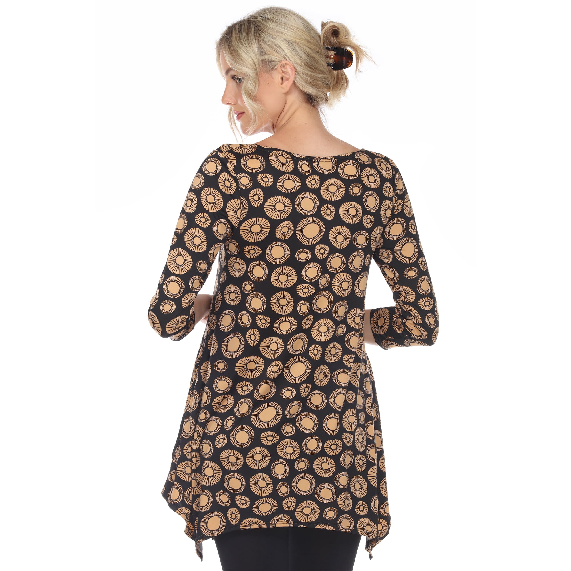 White Mark Women's Printed Geometric Circle Tunic Top