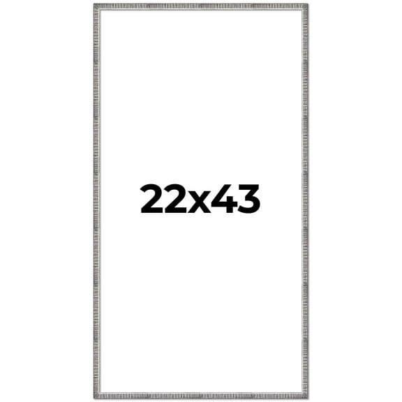 22x43 Frame Silver Grey Distressed Solid Wood Picture Frame | 0.75 Inch Moulding Width | Interior
