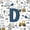 White Blue D, variant on Feelyou Construction Letter D Queen Comforter Set for Kids, Excavator Print Bedding Comforter Set for Bedroom, Blue, Reversible, 3pcs