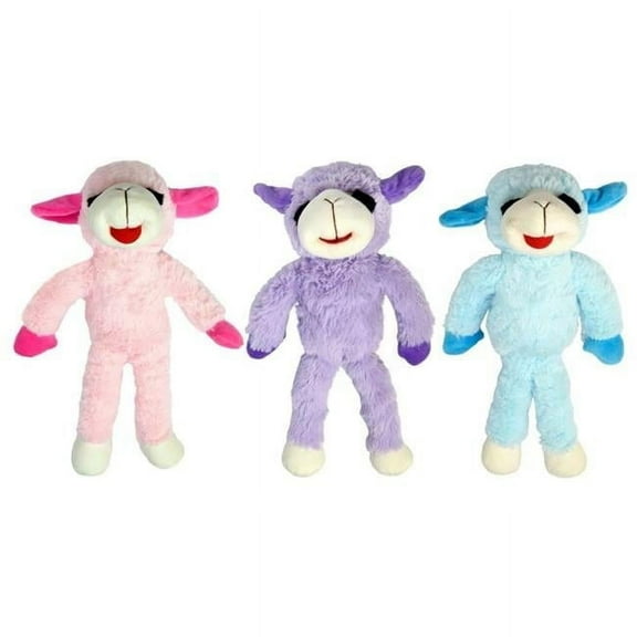 Multipet 784369573268 14 in. Floppy Lamb Chop Dog Toy, Pink,or Purple, or Blue