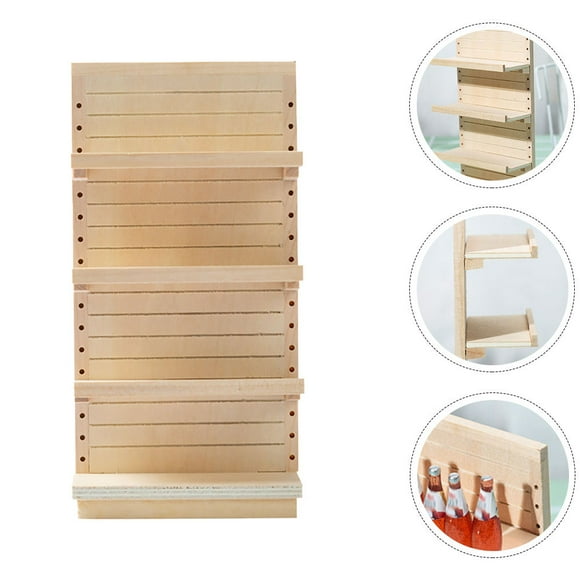 OUNONA Traditional Mini Display Shelf for Mini House Accessories Light Brown 1Pack Storage