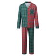 thumbnail image 2 of Family Matching Christmas Pajamas Set with Dog Green Red Plaid Button Down Long Sleeve Sleepwear, 2 of 8