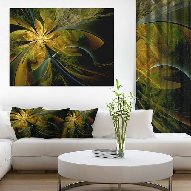 Fleur Fractale Symmétrique en Or - Impression sur Toile Florale
