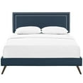 thumbnail image 5 of Modern Contemporary Urban Design Bedroom Full Size Platform Bed Frame, Fabric, Navy Blue, 5 of 5