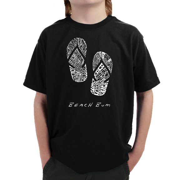LA Pop Art Boy's Word Art T-shirt - BEACH BUM