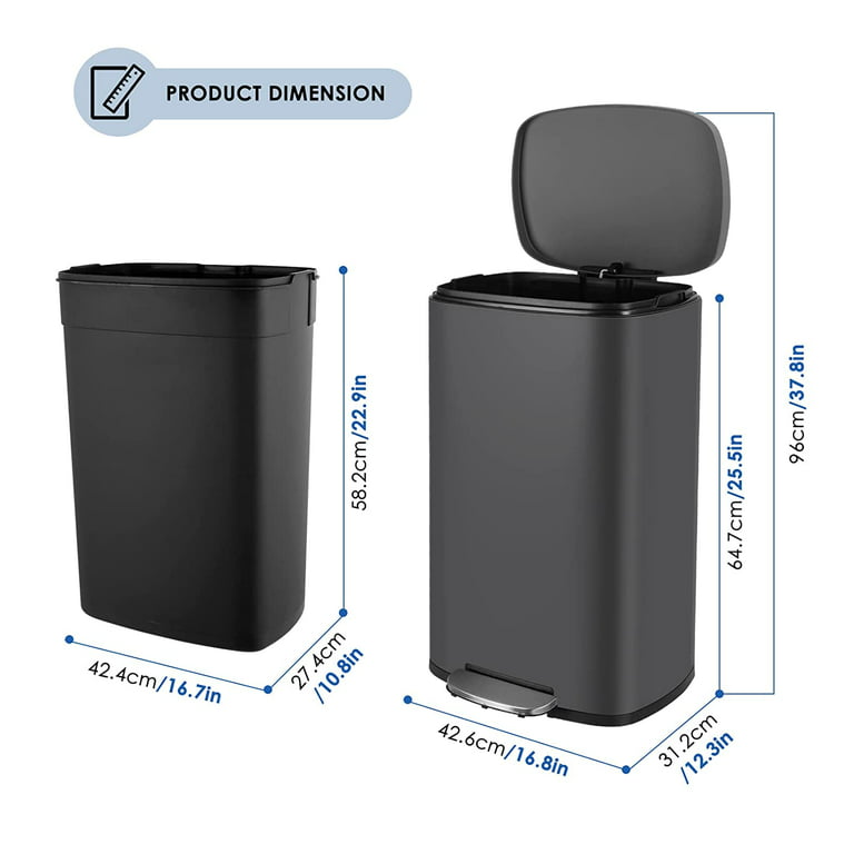 Stainless Steel Trash Can With Lid And Inner Bucket Kitchen - Temu